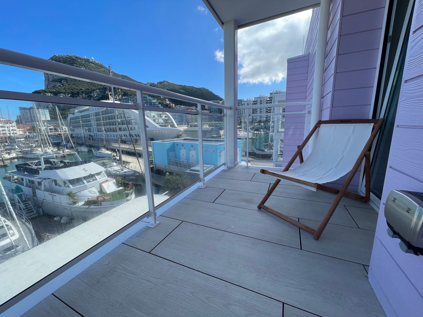 The private terrace overlooking the moorings